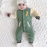 [3M-24M] Baby Baseball Jersey Jumpsuit Banana Pattern Romper