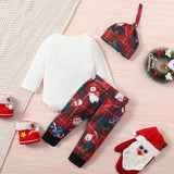 [6M-3Y] Baby Boys Christmas Pattern Sweatshirt Plaid Pants Set