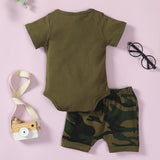 [6M-3Y] 2pcs Baby Casual Letter Short-Sleeves Camouflage Romper Set