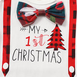 Baby Christmas Pattern Sweatshirt Plaid Pants Set