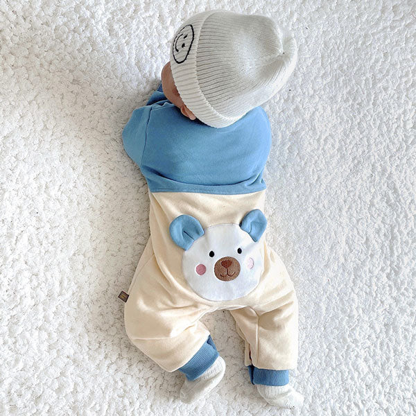 [3M-24M] Baby Color-Blocking Thick Long Sleeves Cartoon Pattern Romper