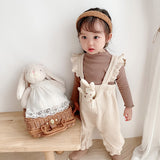 [3M-24M] Baby Cute Ruffled Overalls Rabbit Doll Romper