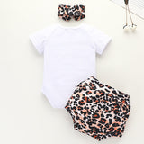 [6M-3Y] Baby Girl Rainbow Short-Sleeve Romper & Leopard Shorts Set