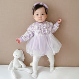 [3M-24M] Baby Girls Bow-knot Tulle Dress Long Sleeves Romper