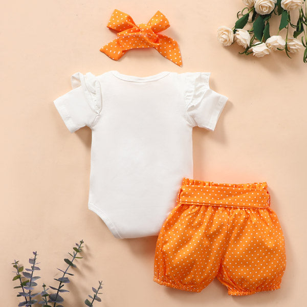 [3M-3Y] 3pcs Baby Heart-shaped dot decoration Romper Suit