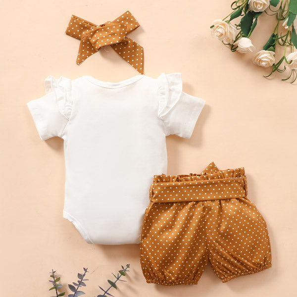 [3M-3Y] 3pcs Baby Heart-shaped dot decoration Romper Suit