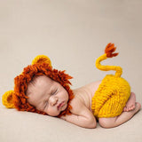 [0M-3M] Baby Photo Cute Little Orange Lion Knit Suit