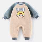 [3M-24M] Baby Thick Cartoon Pattern Long Sleeves Warm Romper