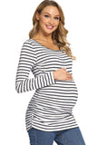 Basic Black And White Stripes Maternity Shirt