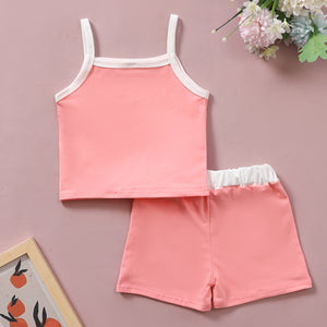 [18M-5Y] 2pcs Basic Comfortable Cotton Baby Vest Shorts Suit