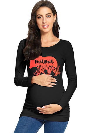 Basic Ma Ma Bear Printed Maternity Top