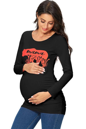 Basic Ma Ma Bear Printed Maternity Top