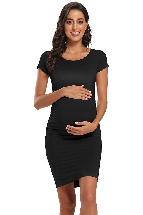 Basic Ruched Bodycon Maternity Dress