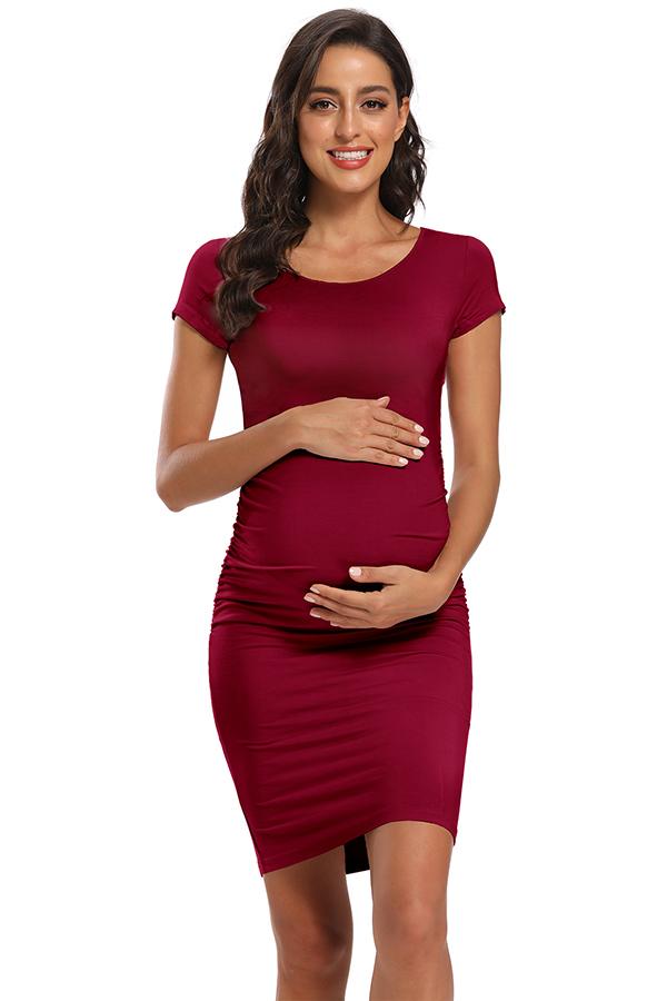Basic Ruched Bodycon Maternity Dress