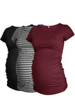 3-Pack Basic T-Shirt Ruched Maternity Tops