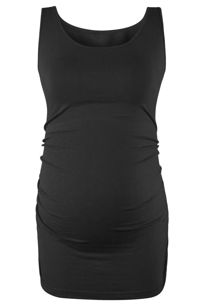 Basic Ruched Maternity Tank Top Black / S Tops