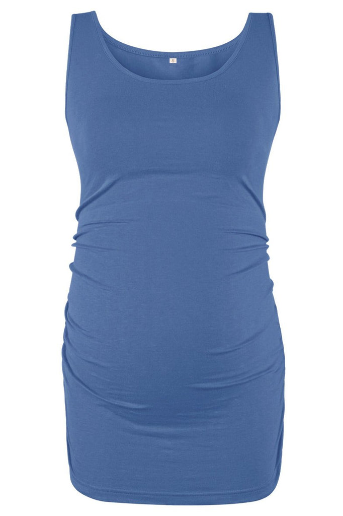 Basic Ruched Maternity Tank Top Blue / S Tops