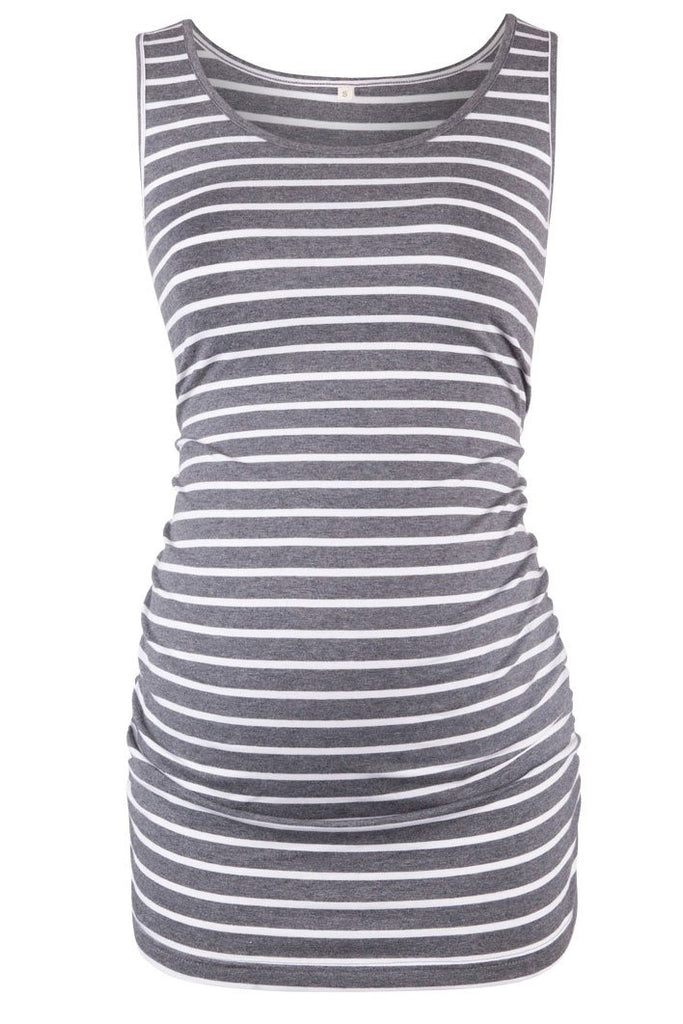 Basic Ruched Maternity Tank Top Gray / S Tops