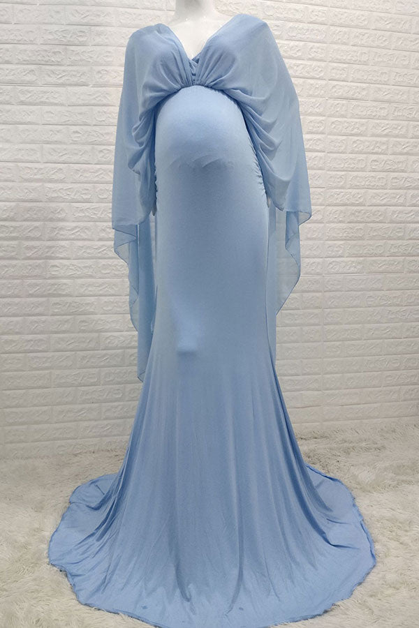 Bat Sleeves Mermaid V-neck Pregnancy Gown Bat Sleeves Mermaid V-neck Pregnancy Gown