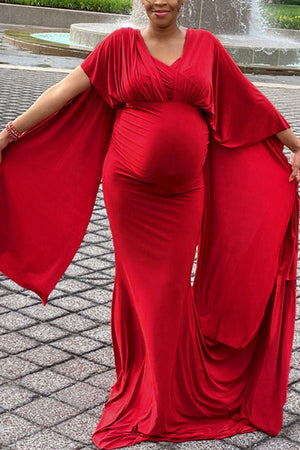 Bat Sleeves Mermaid V-neck Pregnancy Gown