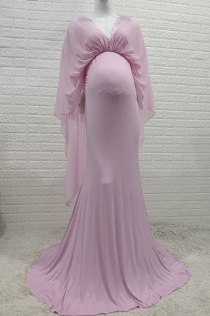 Bat Sleeves Mermaid V-neck Pregnancy Gown