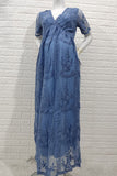 Blue Lace Short Sleeves Maternity Dress Photoshoot Gown