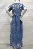 Blue Lace Short Sleeves Maternity Dress Photoshoot Gown