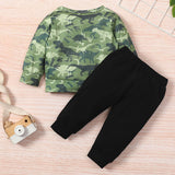 [6M-3Y] Boys Letter Print Stitching Long-Sleeved Sweatshirt Suit