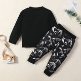 [6M-4Y] Boys Prints Long Sleeve Sweatshirt And Dinosaur Prints Pant Set