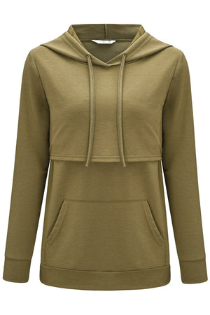 Breastfeeding Hooded Sweater Solid Color Comfortable Long-Sleeved Top