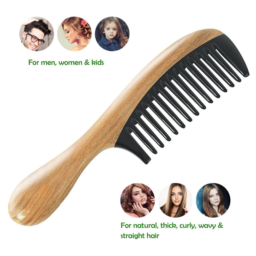 Anti-static Horn Wide Tooth Wooden Hair Comb