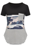 Camouflage Print Striped Breastfeeding Comfort Top