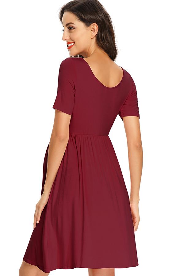 Casual Maternity Buttoned Short Dress With Sleeves | GLAMIX Glamix Maternity Casual Maternity Buttoned Short Dress With Sleeves | GLAMIX Glamix Maternity