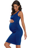 Casual Maternity Fitted Ruched Side Tank Dress