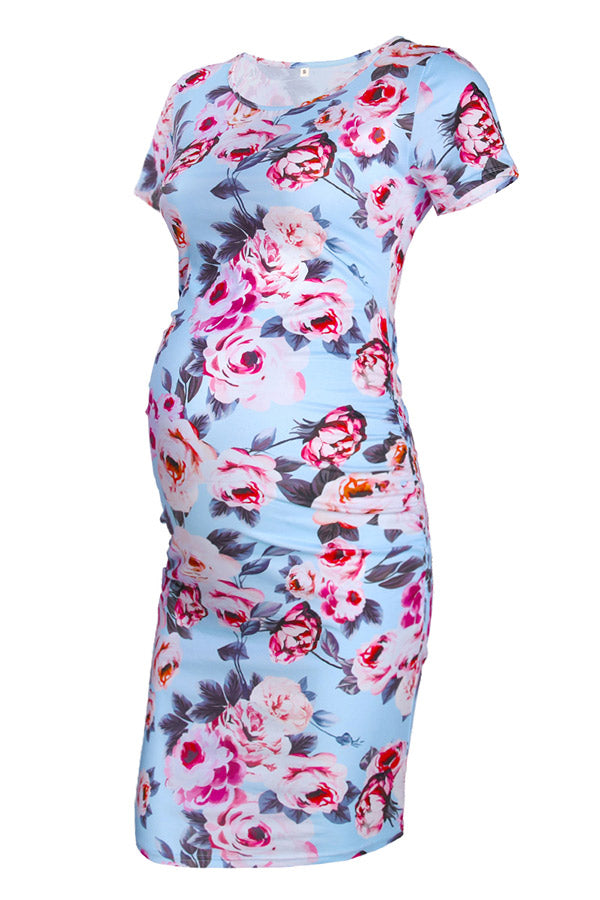 Casual Printed Short Fitted Maternity Dress Glamix Maternity Casual Printed Short Fitted Maternity Dress Glamix Maternity