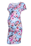 Casual Printed Short Fitted Maternity Dress