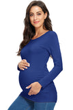 Casual Side Ruched Long-sleeve Basic Maternity Top