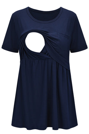 Casual Comfortable Fashion T-Shirt Solid Color Breastfeeding Top