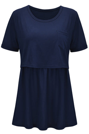 Casual Comfortable Fashion T-Shirt Solid Color Breastfeeding Top