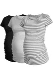 Casual 3-Pack T-Shirt Ruched Pregnancy Tops