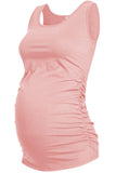 Casual Solid Maternity Tank Top Pink / S Tops