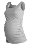 Casual Solid Maternity Tank Top Gray / S Tops