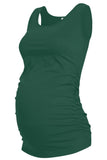 Casual Solid Maternity Tank Top Dark Green / S Tops