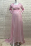 Chic A-line Lace Maternity Photoshoot Gown