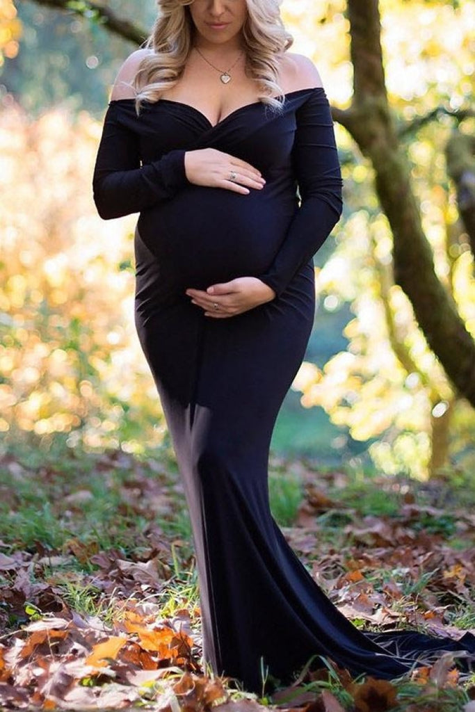 Chic Off-the-shoulder Mermaid Maternity Photoshoot Dress