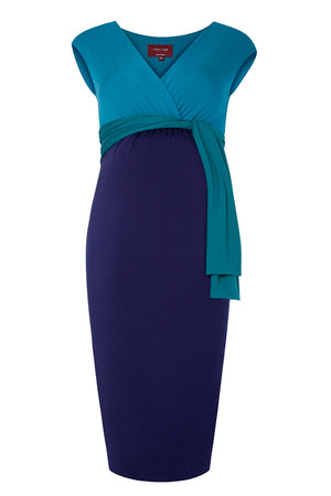 Chic Two-tone Wrap Maternity Short Dress