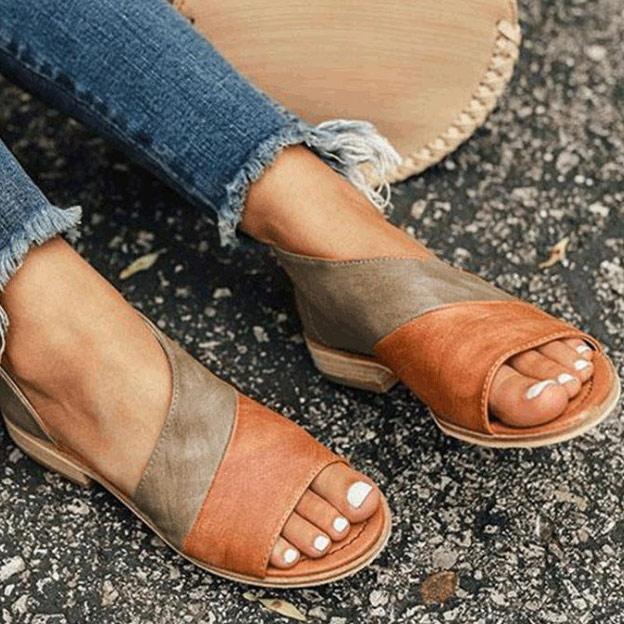 Color block Round Open toe Flat Maternity Sandals Glamix Maternity