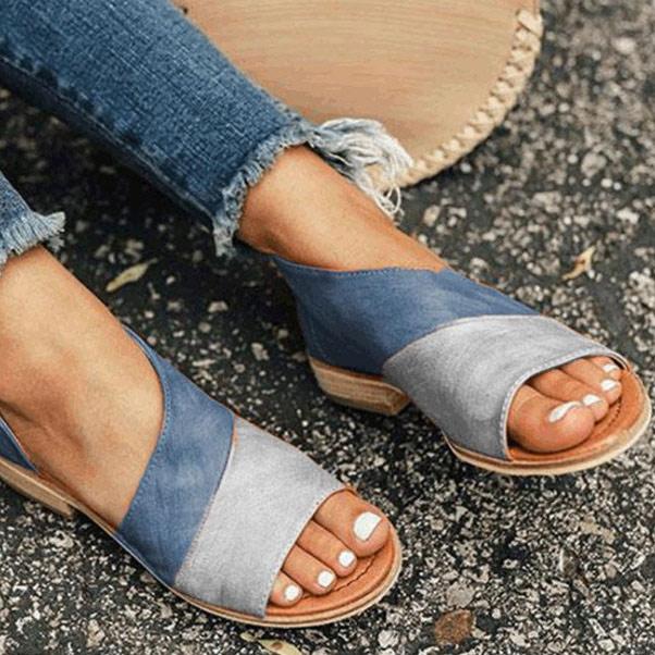 Color-block Round Open-toe Flat Maternity Sandals