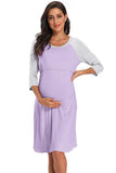 Colorblock Long-sleeve Maternity & Nursing Sleepshirts