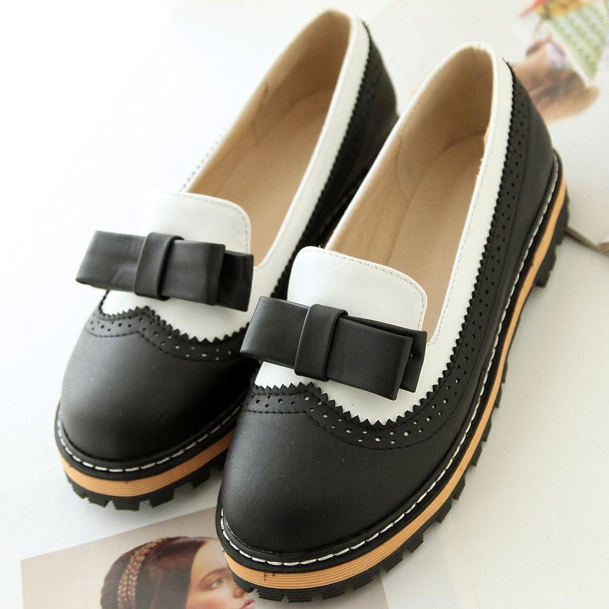 Colorblock Bowknot Flats Mary Jane Maternity Shoes